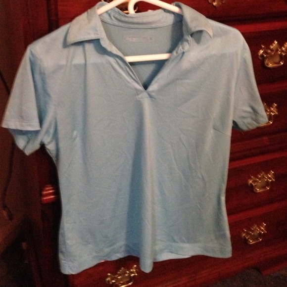 Light blue teal colored golf shirt size L