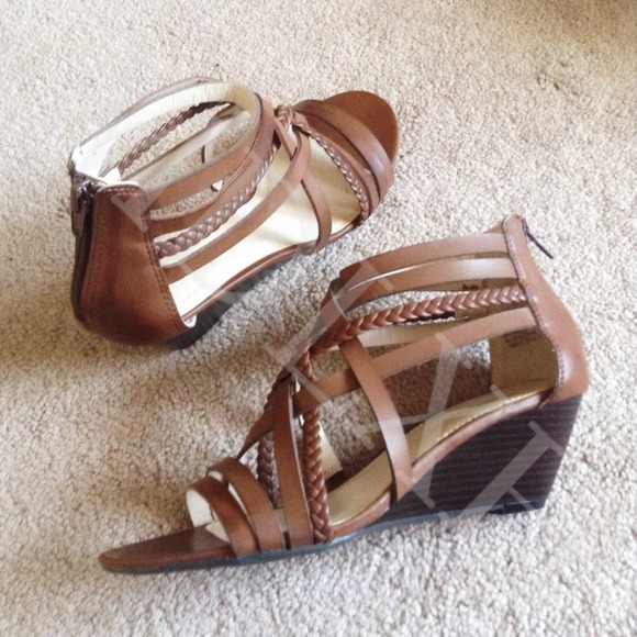 Braided Leather Gladiator Wedges