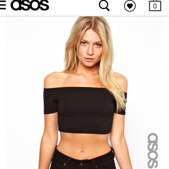 ASOS Petite 90's Black Off The shoulder Crop Top