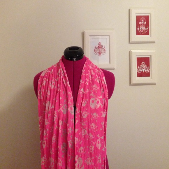 Pink Scarf with Skull Pattern