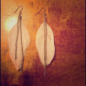 Forever 21 White Feather earrings