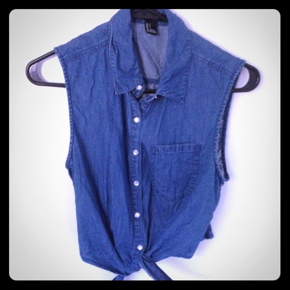 FOREVER 21 Chambray Crop Top