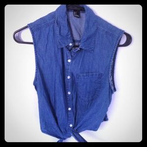 FOREVER 21 Chambray Crop Top