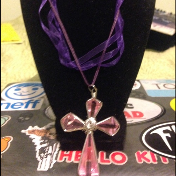 Purple cross with ribbon - Picture 1 of 2