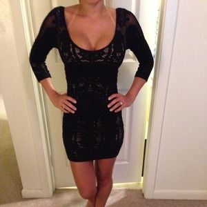 Black and Tan Bebe Dress