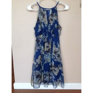 Blue Floral Midi Dress