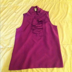 J. CREW Silk Purple Ruffle Blouse !
