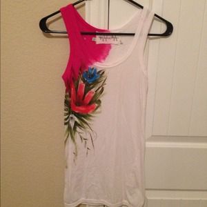 Anthropologie tank with painted flowers