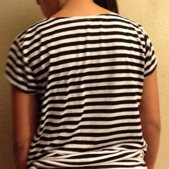 Black shirt with Black and white striped cardigan - Picture 3 of 3