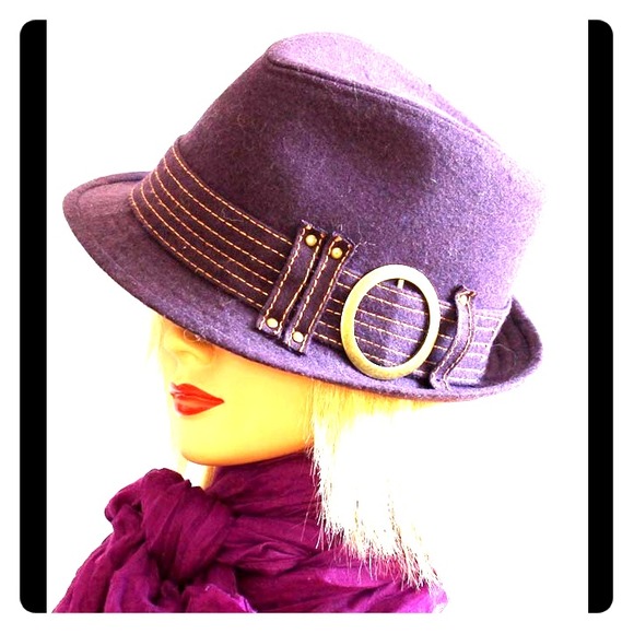 Purple Wool Fedora w Buckle