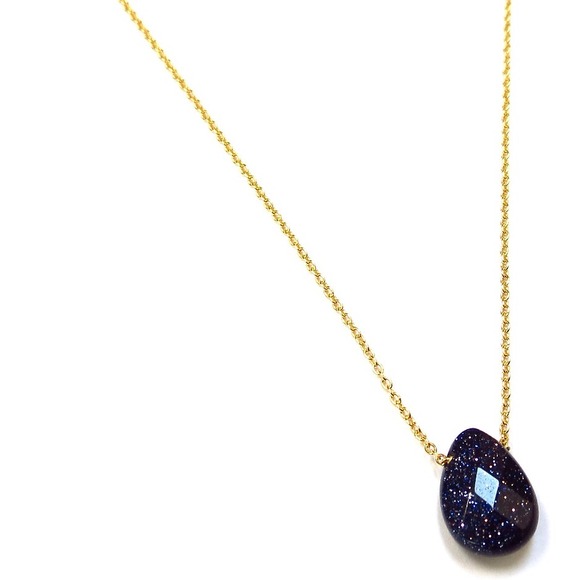Elliot Francis Jewelry - Blue goldstone drop necklace