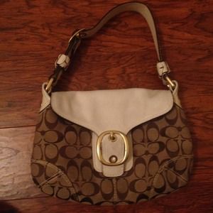 Coach signature white leather purse