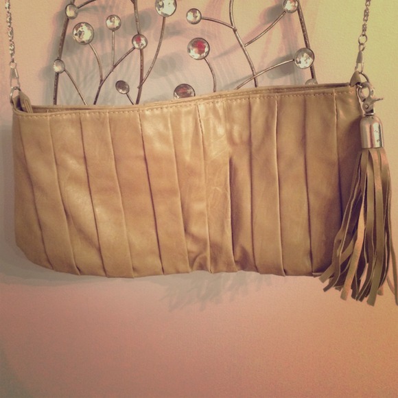 Handbags - Nude chained clutch/cross body bag