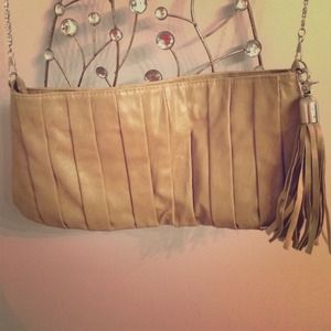 Nude chained clutch/cross body bag