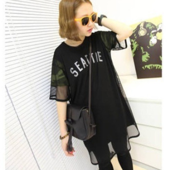 Tops - Black Mesh Oversized Top