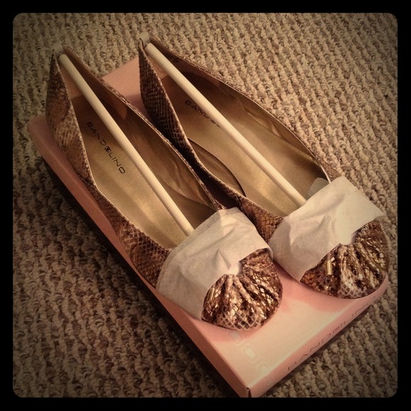 SOLD!! NEW Bandolino Flats (Gold Metallic Print)