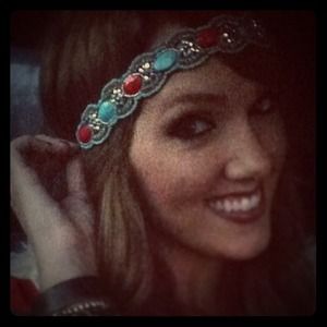 Beaded Coral/Silver/Teal Headband