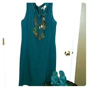Gorgeous peacock blue sheath dress- size 18