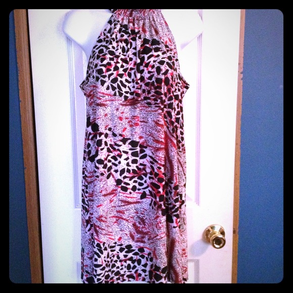 Stunning black, red and white cheetah print dress!