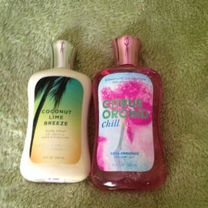 A shower gel and body lotion