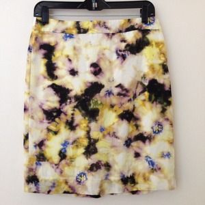 J CREW summer print pencil skirt silk/linen