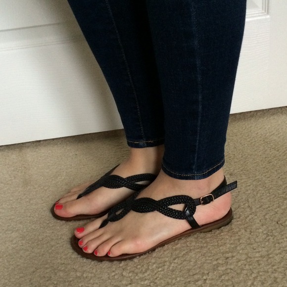 ALDO black braided sandals