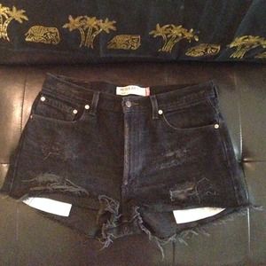 Black denim high waisted shorts