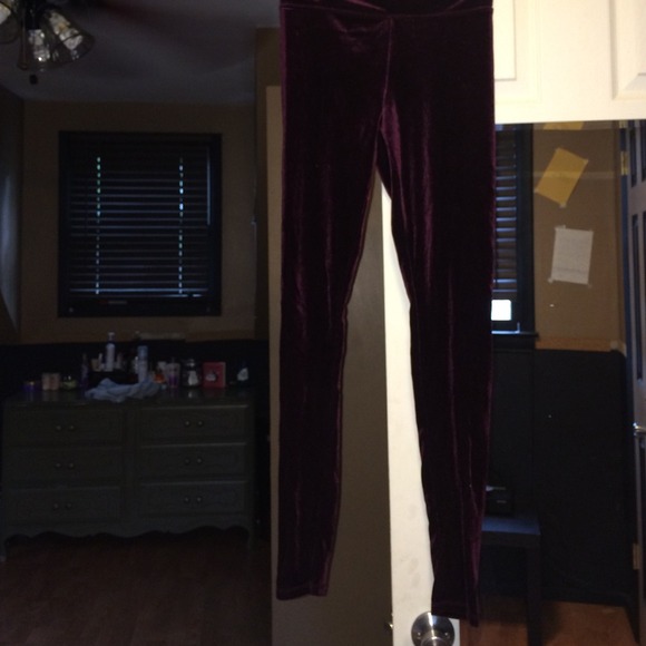 maroon velvet leggings