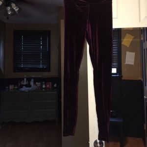 maroon velvet leggings