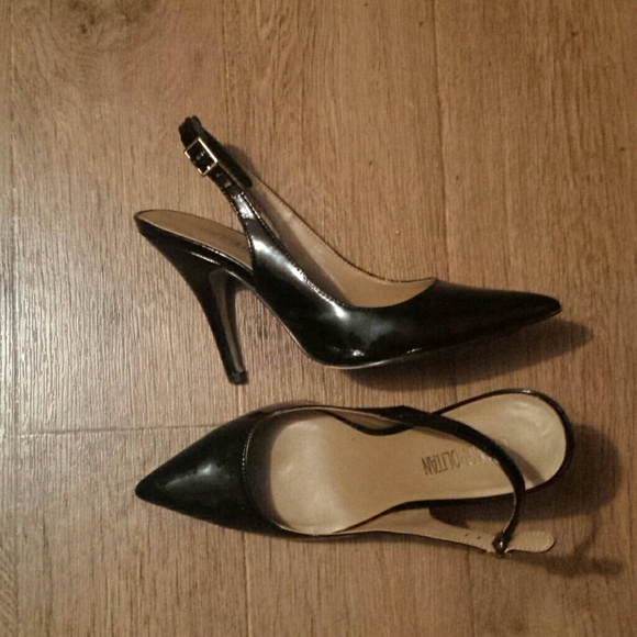 Black slingback pumps
