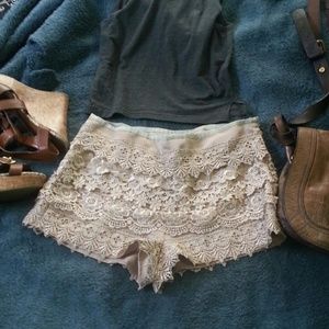 Lace high waisted shorts