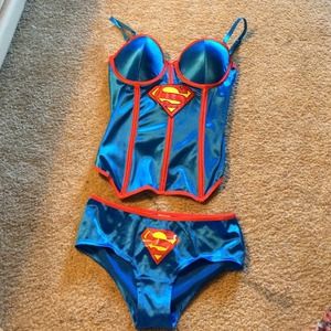Superman Corset Top and Bottoms