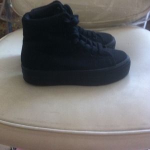 Black platform ankle shoes