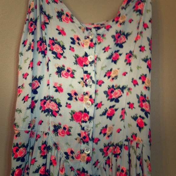 Floral Baby Blue Romper Jumper Rose Pattern