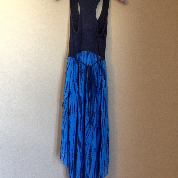 Shibori Tie Dye Blue Navy High Low Silk Dress - Picture 2 of 3
