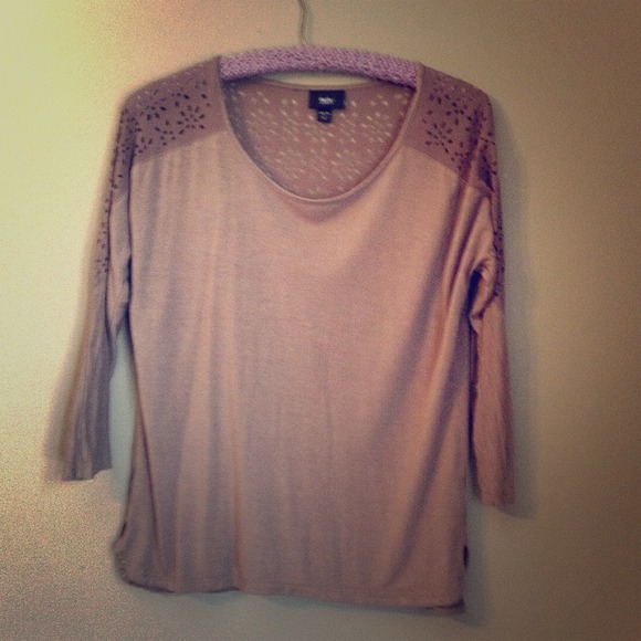 Mauve Lavender Cutout Shirt Casual Work Jersey