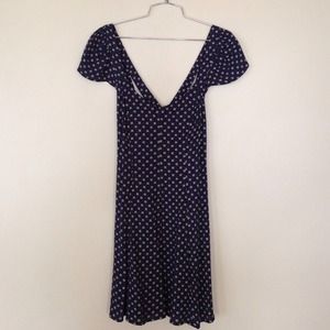 Navy Blue and Daisy Print Strappy Back Dress
