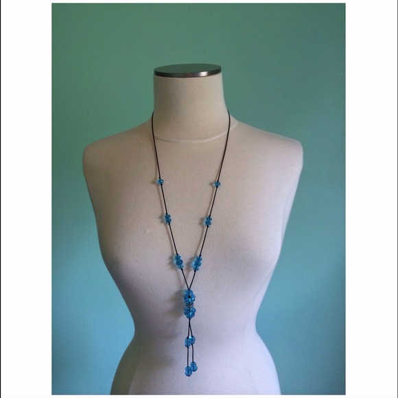 Glass beads light blue one of a kind necklace