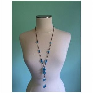 Glass beads light blue one of a kind necklace