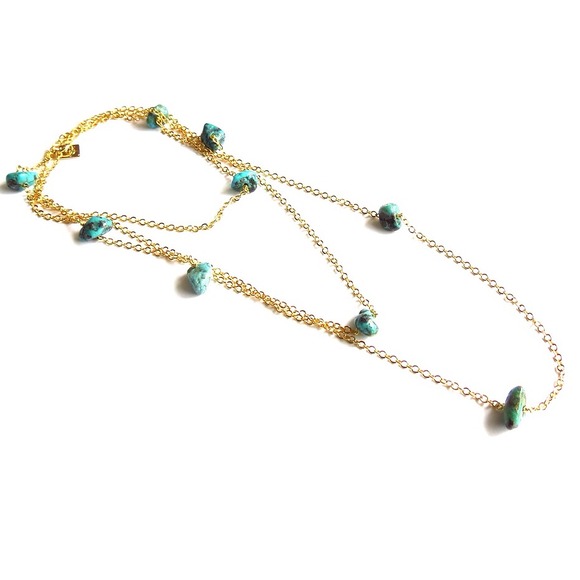Long turquoise stone necklace
