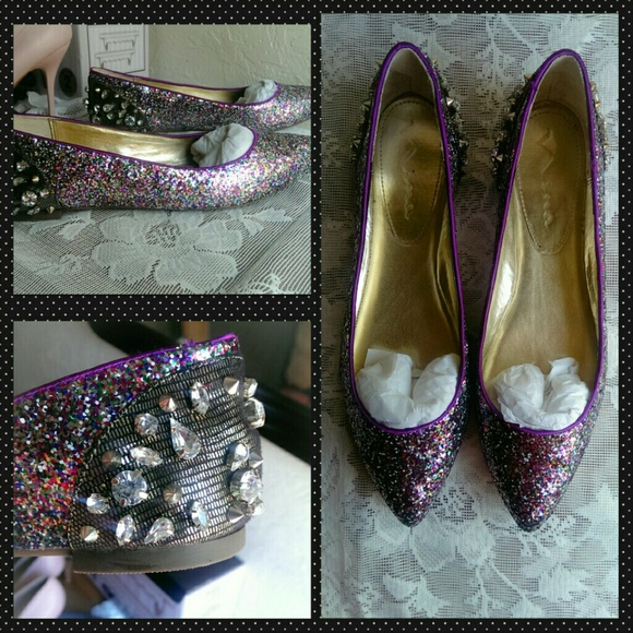 Nina Kate Spade Inspired Studded Glitter Flats