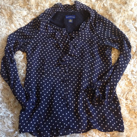 Charter club chiffon polka dot blouse