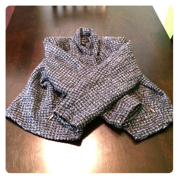 Black silver glitter work blazer