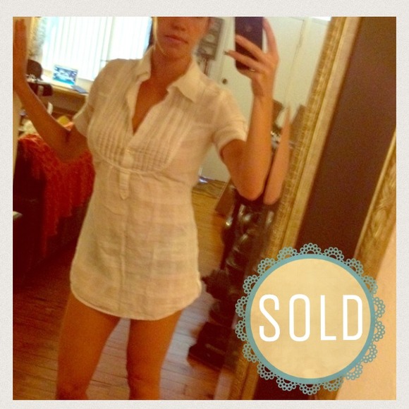 🎉SALE🎉 White Collared Cotton Tie-Back Shirt