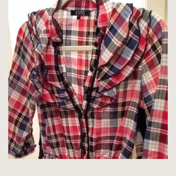 ASOS Ruffle Front Check Shirt🎀🎀 - Picture 4 of 4