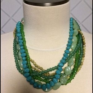 Chunky beaded necklace shades of blue💝
