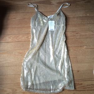 Creme sparkle silence noise dress