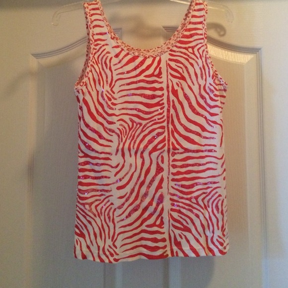 Pink and white with sparkle tank top