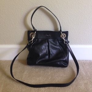 Coach black leather cross body tote