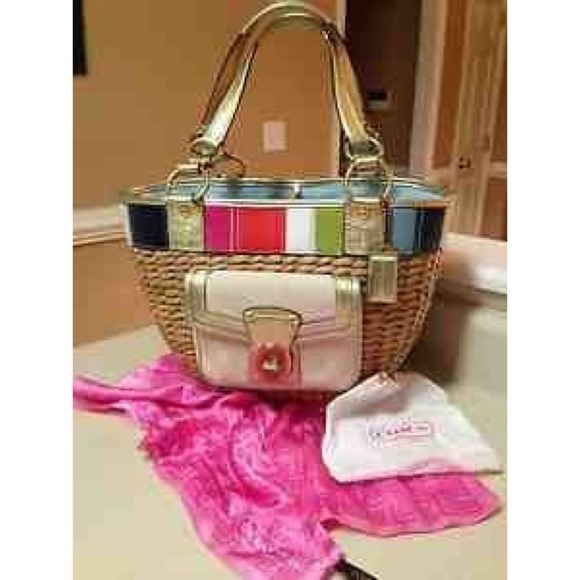 Coach Legacy Straw Basket Tote Beach Bag NEW - Picture 2 of 4